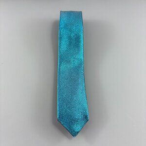 Vesuvio Napoli Bright Shiny Sparkly Blue Skinny - Long Men's Tie 2 1/2" x 62"